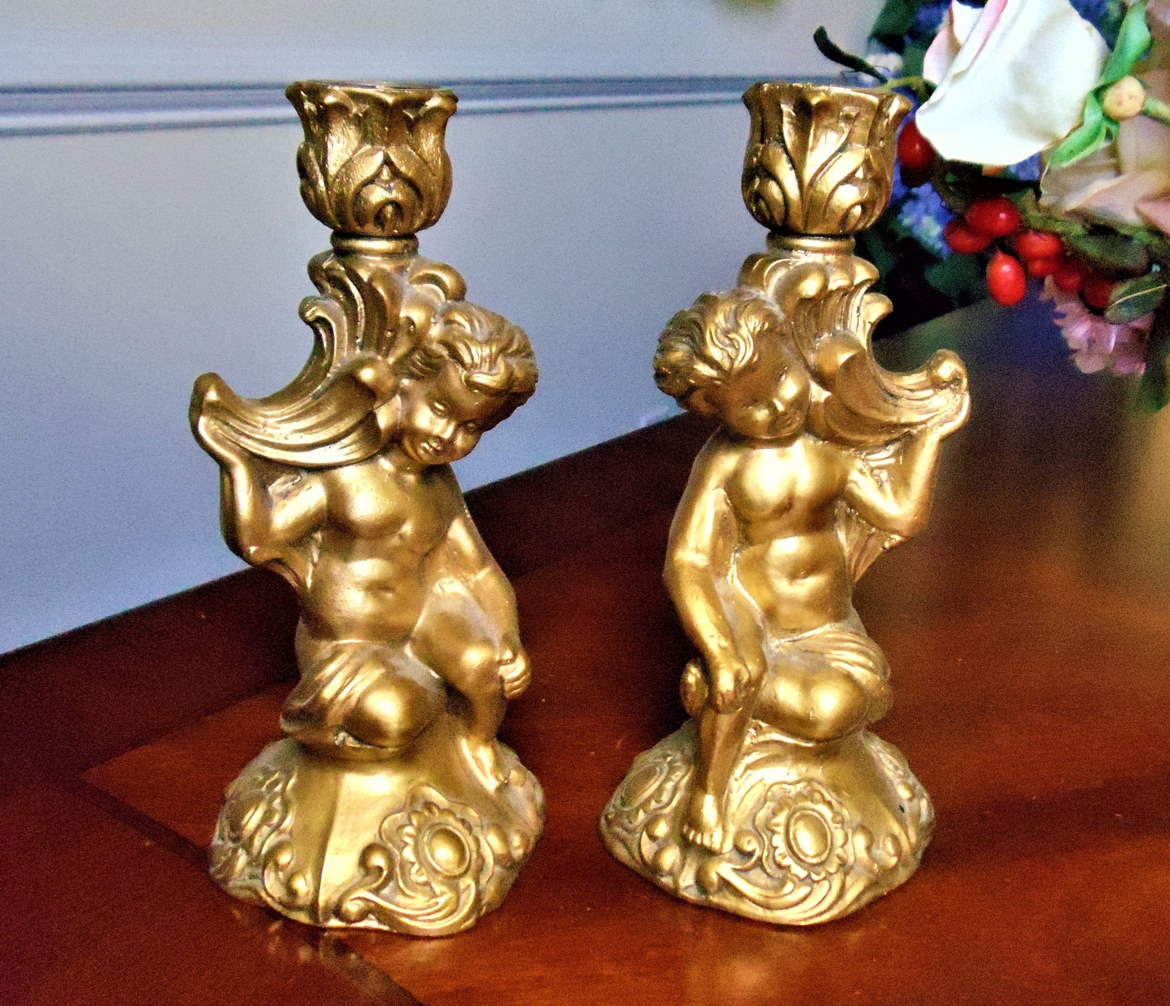 Angels Candle Holders Set of 2 Pair of Vintage Mid Century Etsy