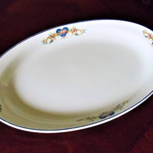 1900s' Germany Violets Hand Painted Scalloped Edge Large Oval Porcelain Platter Antique Serving Platter Rare Unique Collectable Porcelain