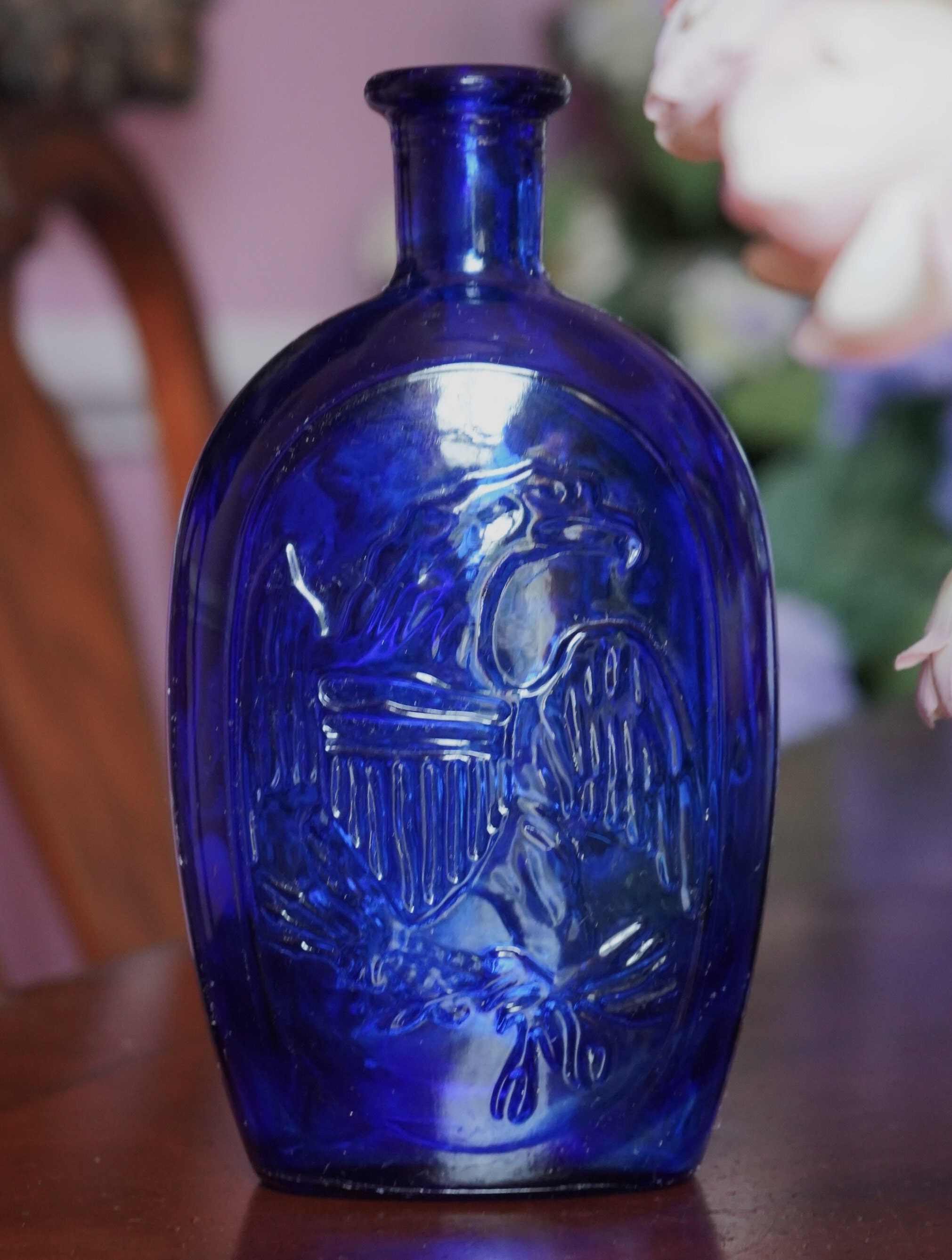 Cobalt Blue Bottle, Vintage Mid Century Dark Cobalt Blue
