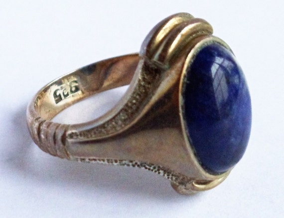 Vintage 925 Sterling Silver Lapis Ring Size 8.5, L