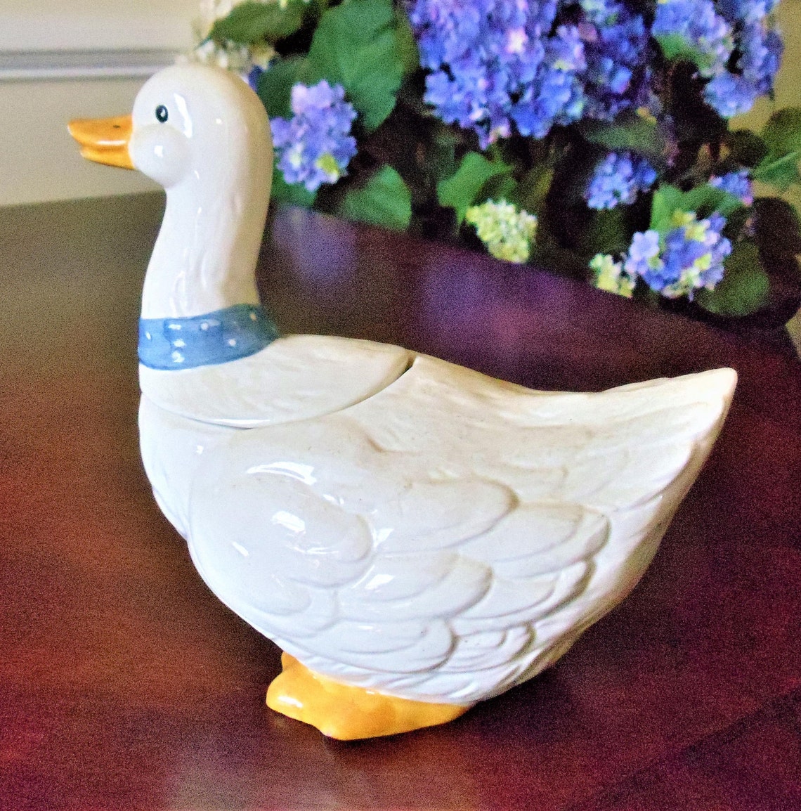 Duck Ceramic Cookie Jar Vintage Cute Hand Painted White Young | Etsy