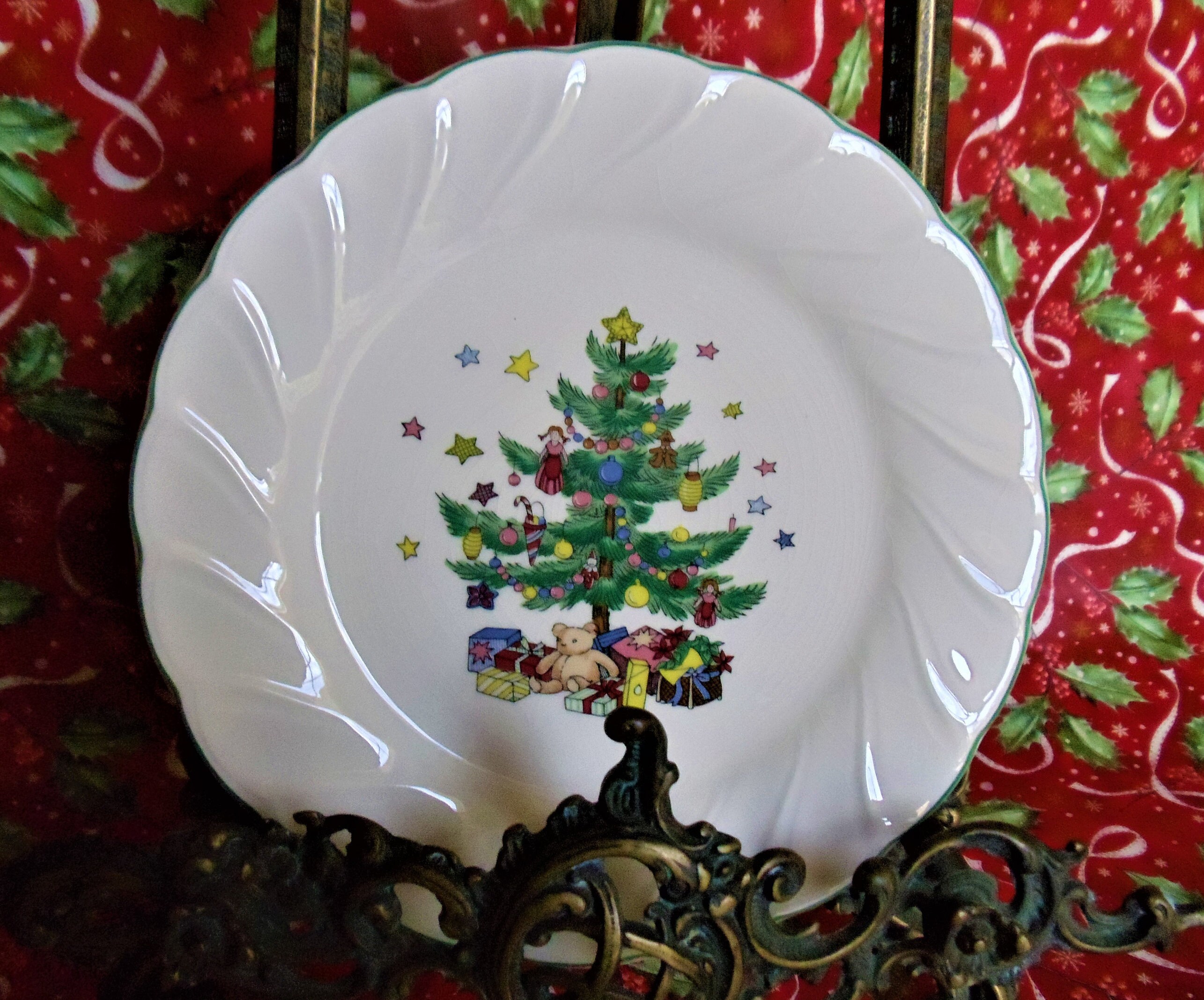 Nikko Christmas Salad Plates Set of 7 Vintage Happy Holidays Etsy