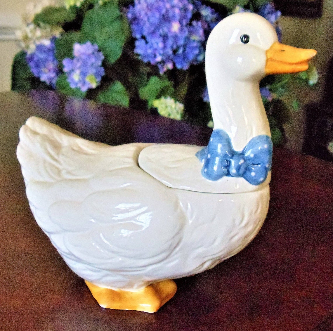 Duck Ceramic Cookie Jar Vintage Cute Hand Painted White Young | Etsy