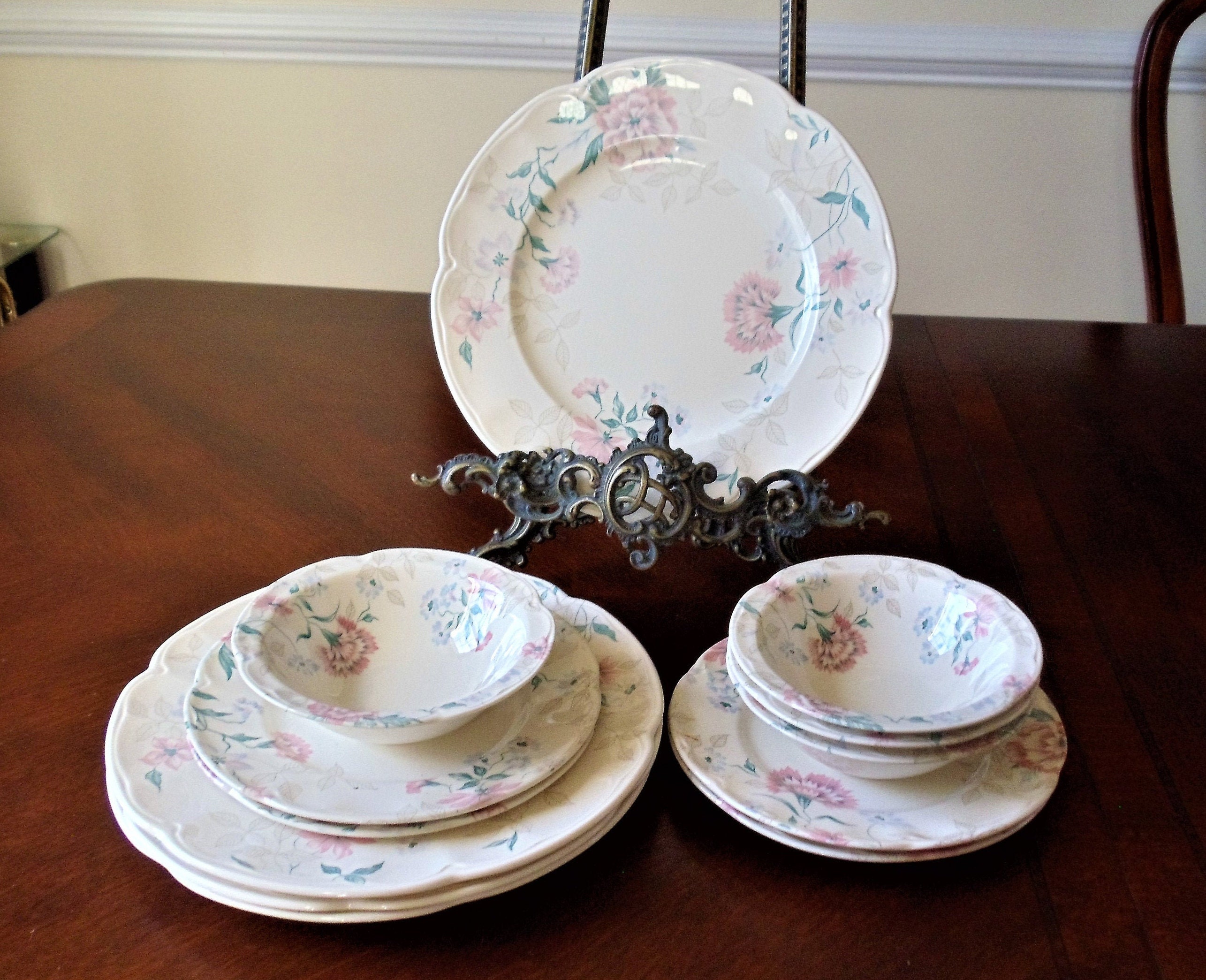 Vintage Johnson Brothers 4person Dinner Set Lynton Pink Etsy UK