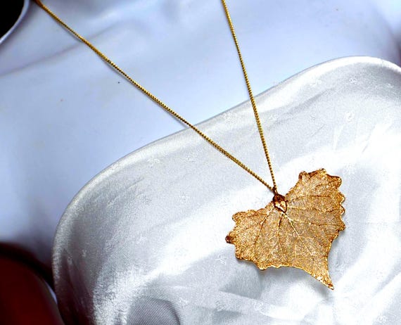 Vintage 24K Gold Dipped Sycamore Leaf Pendant Nec… - image 7