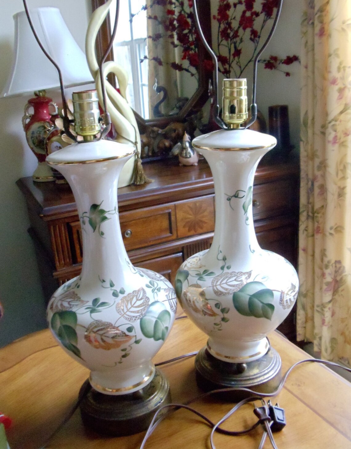 Leviton Large Table Lamps Set of 2 Vintage Mid Century Green Etsy