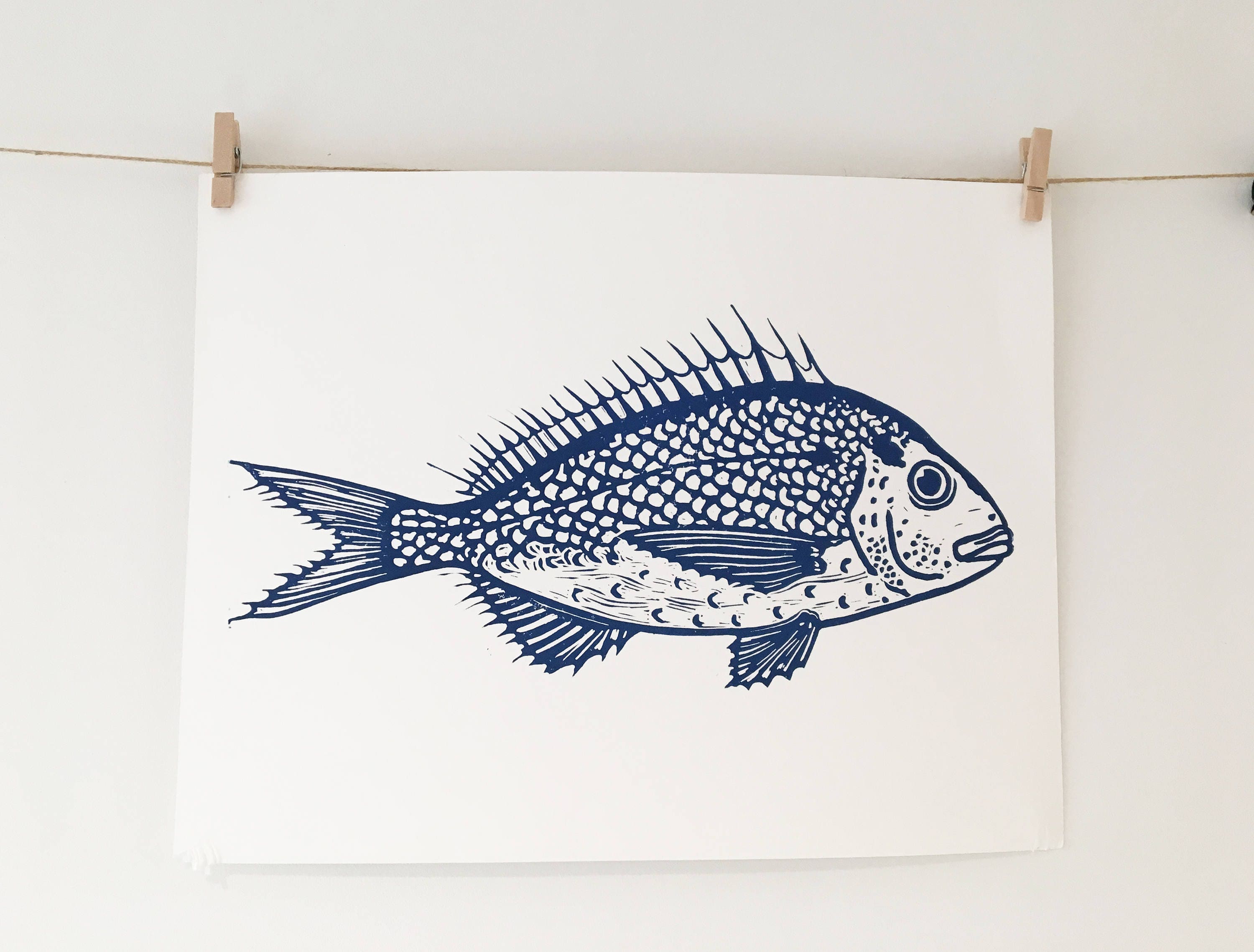 Sea Bream Fish Lino Print Etsy UK