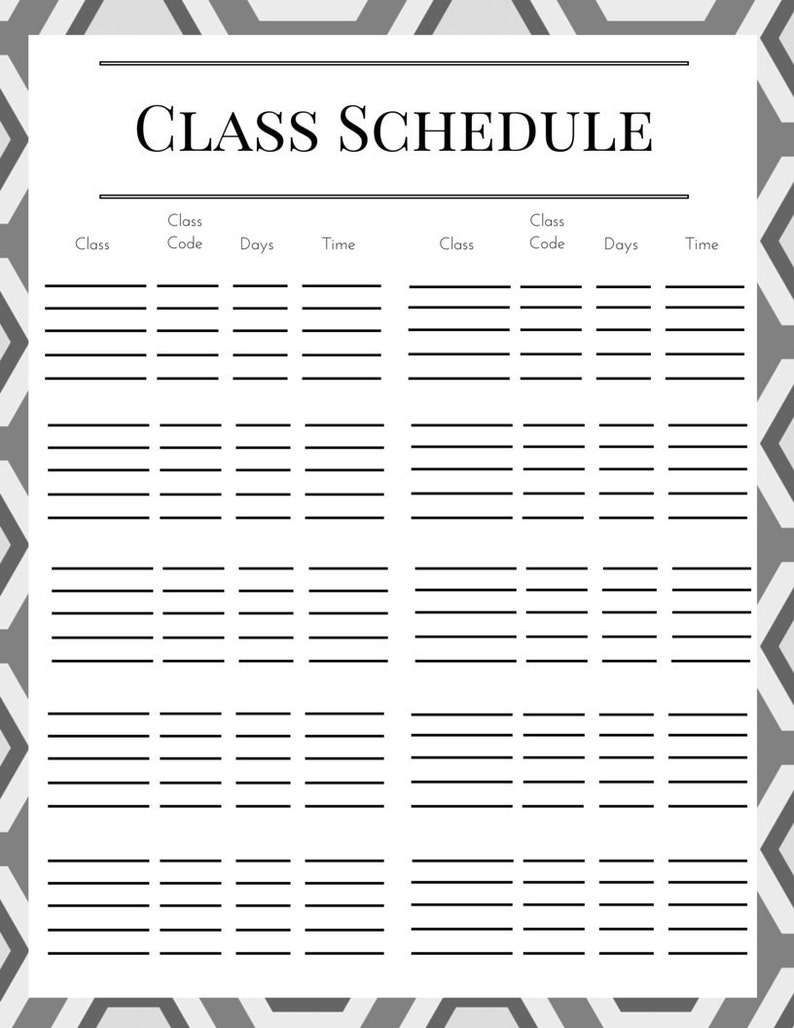 Editable Class Schedule Organizer Etsy