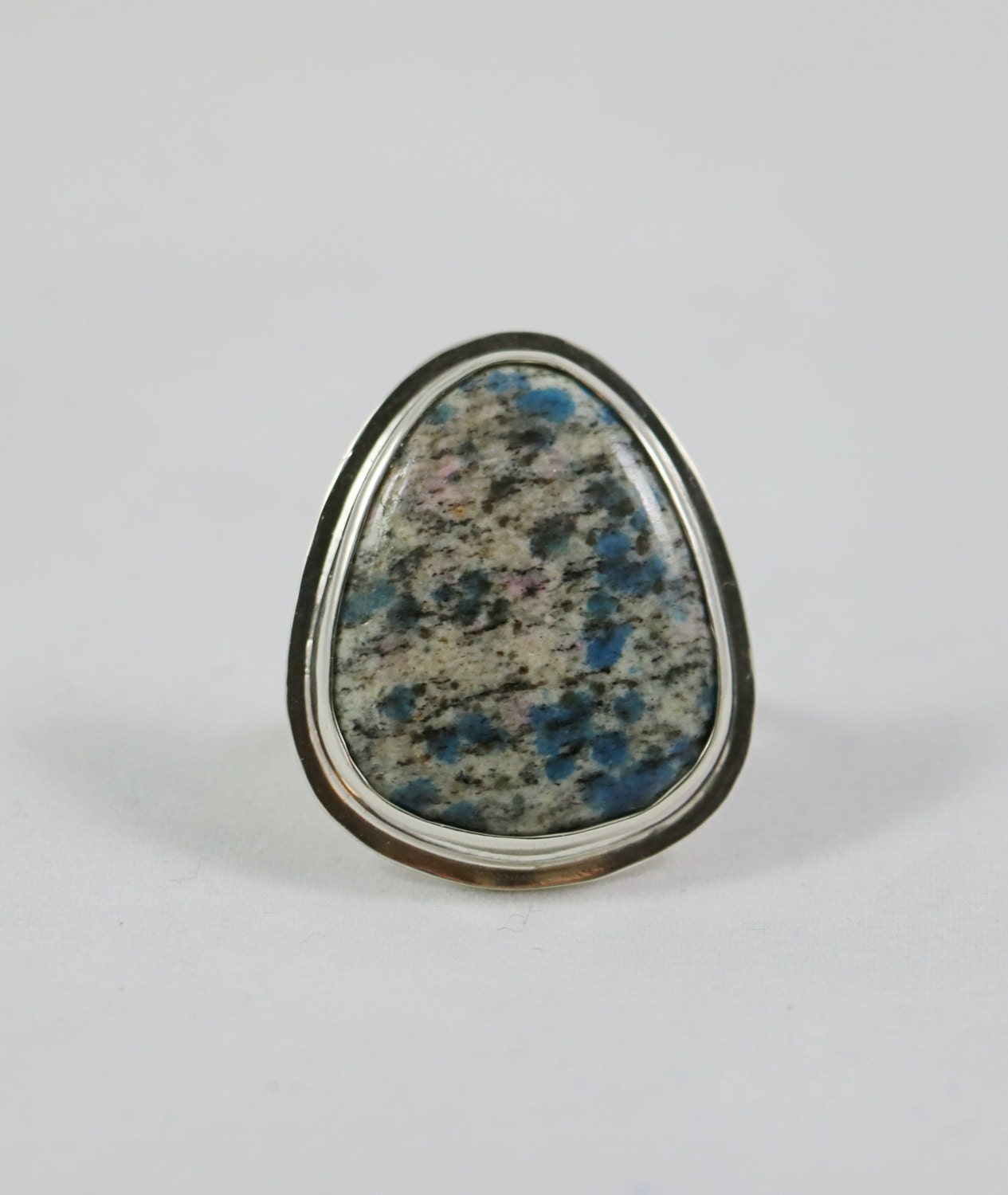 •AZURITE GRANITE - TEAR• simple band silver ring (size 6)