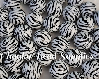 20mm Zebra #2  Stripe Acrylic Beads