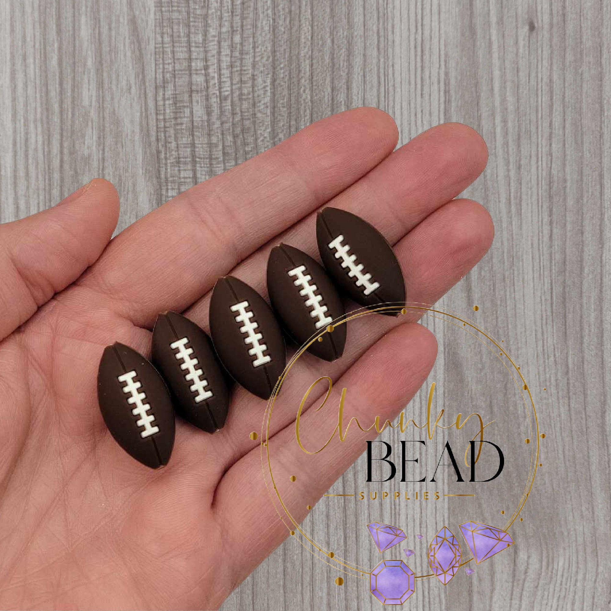 Football Beads Silicone Focal Beads Football Ball Team Beads Diy Sport  Loose Beads for Jewelry Making Brown Oval 