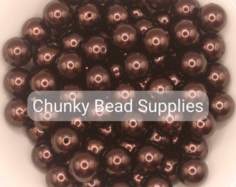 20mm Dark Mocha Brown Acrylic Pearl Beads