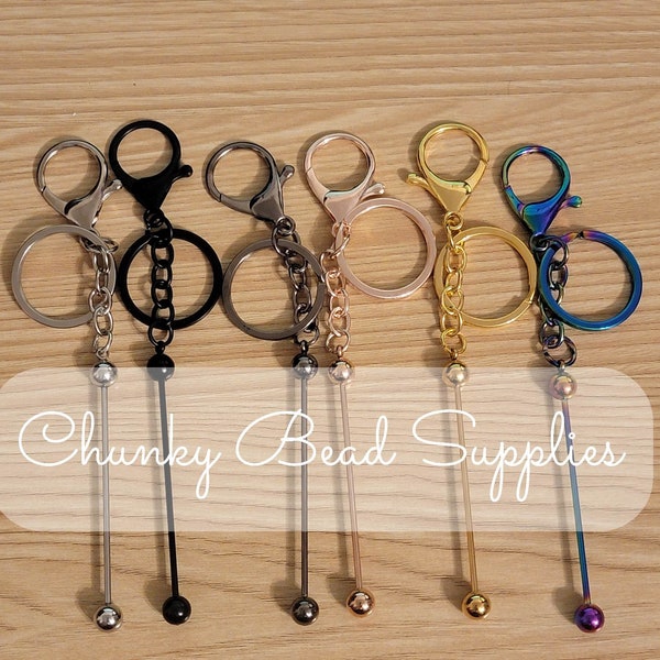 68mm X 30mm Beadable Key Ring, Keychain, Chunky Bead Supplies, CBS, Chunky Bubblegum, Jewelry Supplies, Beadable Items, Keychain Bars, DIY