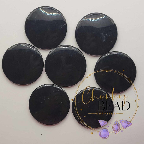 41mm “Black Flat Coin” Acrylic Beads, Chunky Bead Supplies, CBS, Chunky Bubblegum, Round Coin, Flat Bead, Big Coin, Monogram Beads, Beading