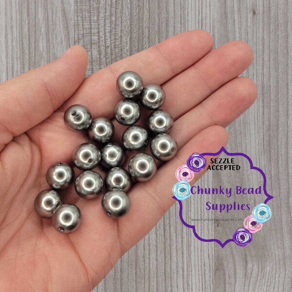 12mm “Ash” Acrylic Pearl Beads, Faux Pearls, Shiny Beads, Chunky Bead Supplies, CBS, Mini Chunky Beads, DIY Craft, Jewelry Making
