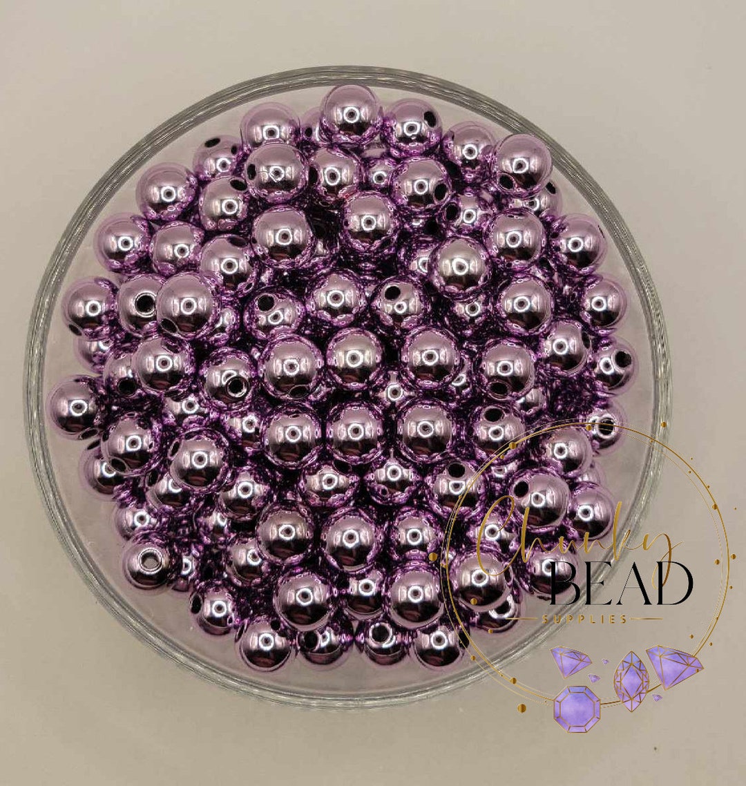 12mm purple UV Pearl Acrylic Beads Chunky Bead Supplies Etsy