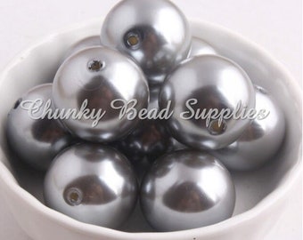 20mm “Silver” Pearl Acrylic Beads, Chunky Bead Supplies, CBS, Chunky Bubblegum, Resin Pearls, Gumball, 20mm Chunky Beads, Jewelry Making