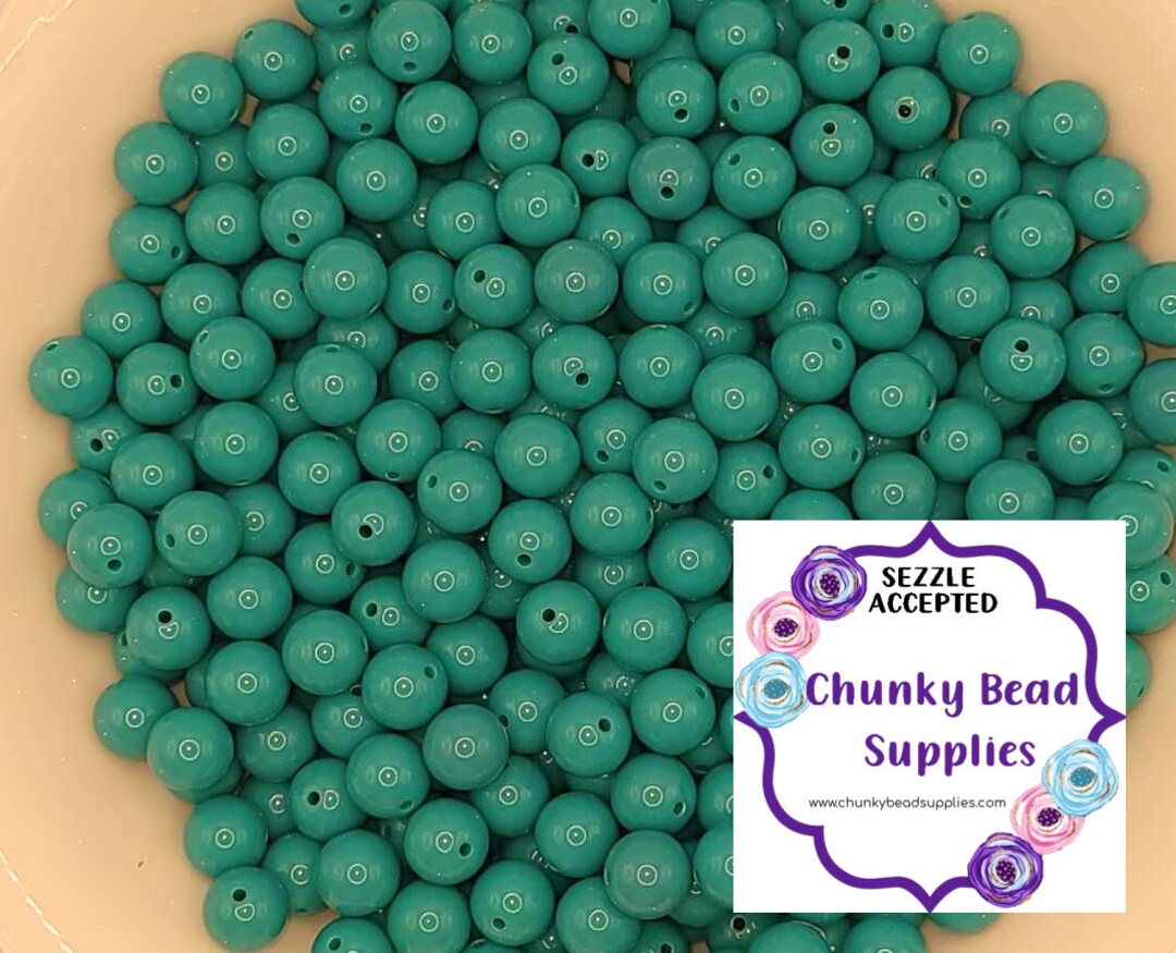 12mm teal Solid Acrylic Beads CBS Chunky Bead Supplies Etsy