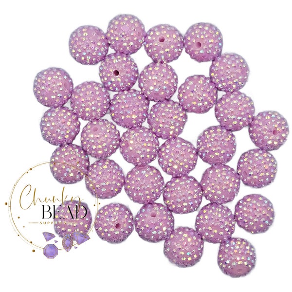 20mm “Lilac” Jelly AB Rhinestone Acrylic Beads, Chunky Bead Supplies, Chunky Bubblegum, Light Purple, Resin Rhinestones, Round, Jewelry, DIY