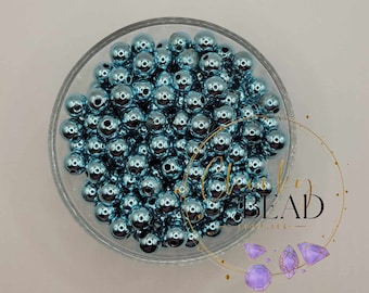 Perline acriliche per perle UV "blu" da 12 mm, forniture per perline grosse, CBS, gomma da masticare grossa, mini perline grosse, specchio, ultravioletto, perle lucenti, fai da te