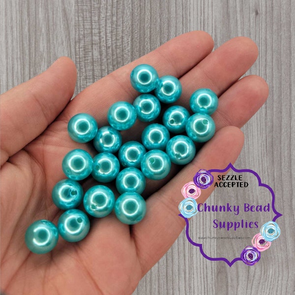 12mm “Turquoise” Acrylic Pearl Beads, Faux Pearls, Shiny Beads, Chunky Bead Supplies, CBS, Mini Chunky Beads, Resin Pearls, Chunky Bubblegum