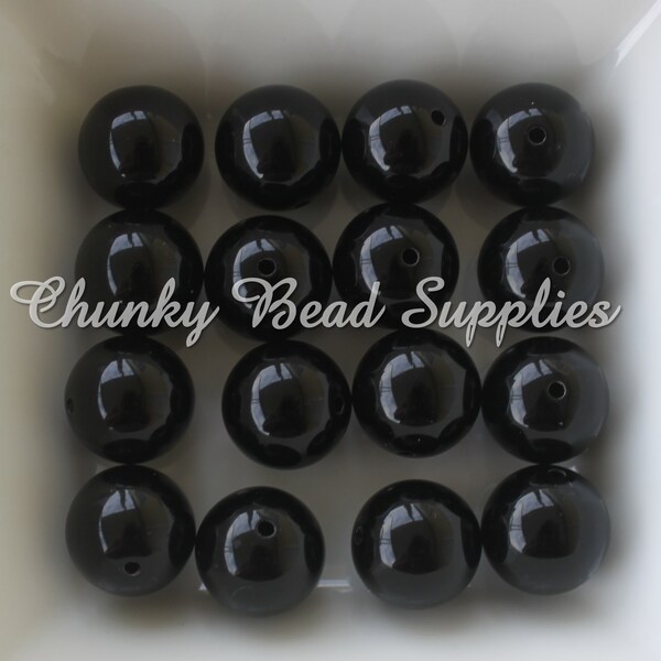 20mm "Black" Solid Gumball Acrylic Beads, Black, Opaque Solids, Chunky Bead Supplies, Chunky Bubblegum, DIY Craft, Beading, Jewelry Making