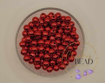 Perline acriliche per perle UV "rosse" da 12 mm, forniture per perline grosse, CBS, gomma da masticare grossa, perle lucenti, perline UV, ultravioletto, rosso vibrante, amore, fai da te