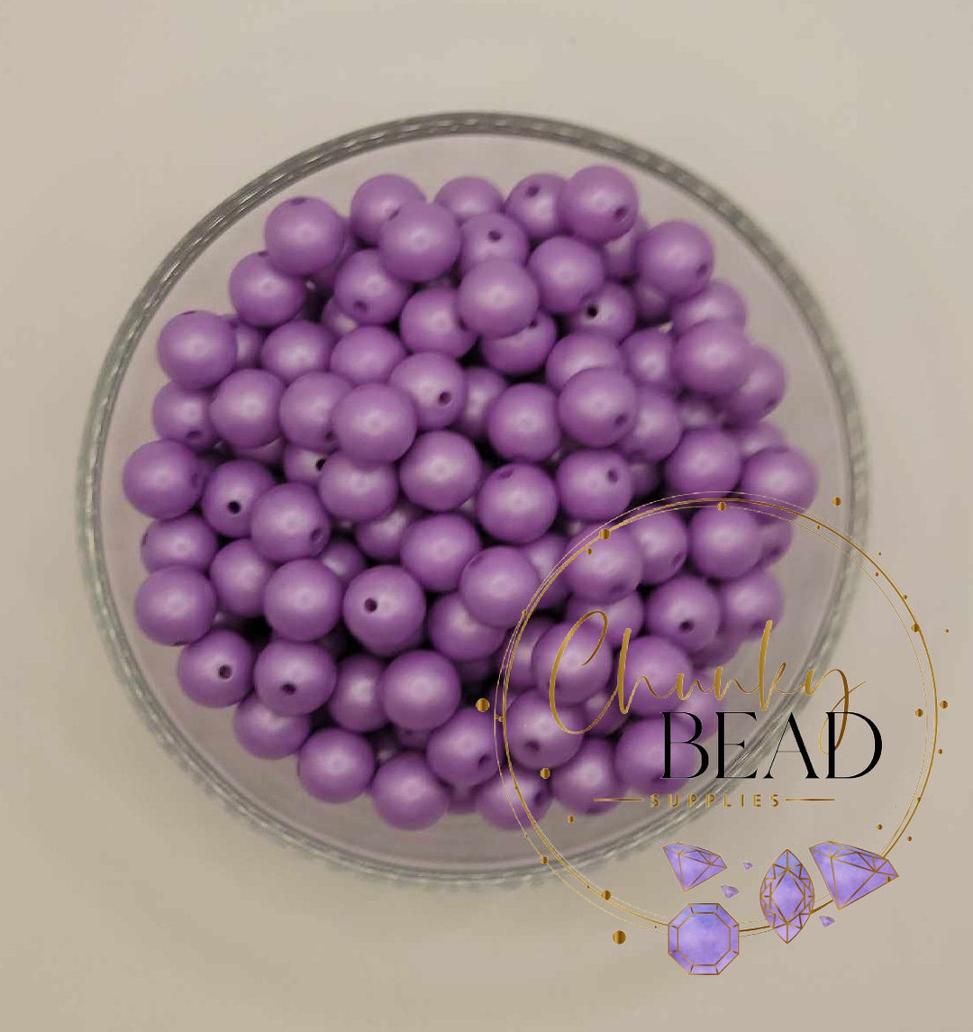 12mm purple Acrylic Matte Pearl Beads, Chunky Bead Supplies, Chunky