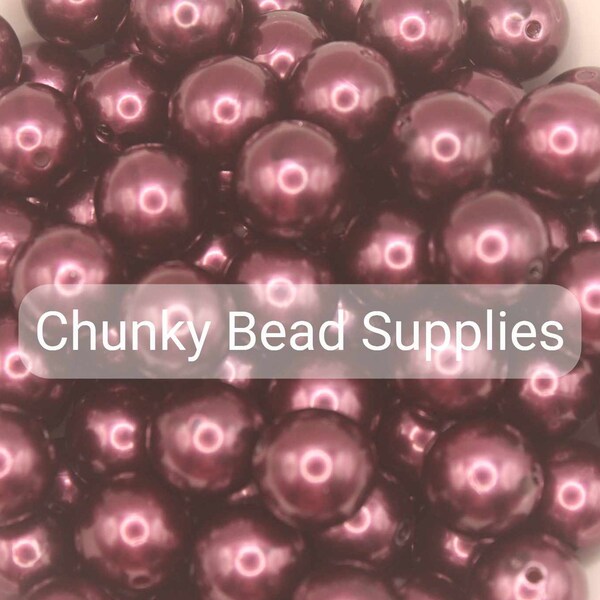 20mm Wine Purple Acrylic Pearl Beads