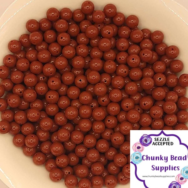 12mm “Copper Brown” Solid Acrylic Beads, CBS Chunky Bead Supplies, Gumball Beads, Chunky Bubblegum Beads