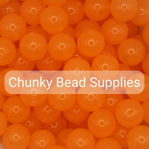 20mm Orange Jelly Solid Chunky Bubblegum Beads