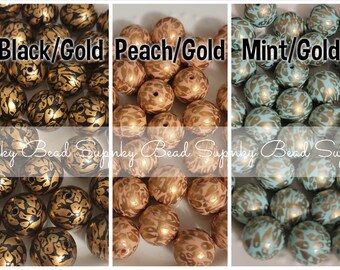 20mm Gold Leopard Whole Printed Acrylic Beads