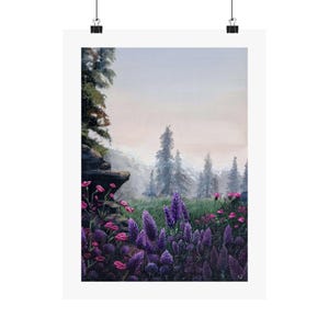 Skyrim Painting | Skyrim Meadow | Matte Vertical Poster Print | Wall Art, Skyrim Art, Gamer Decor