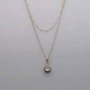 Moonstone and Sterling Silver Necklace Set, Silver Layering Necklaces