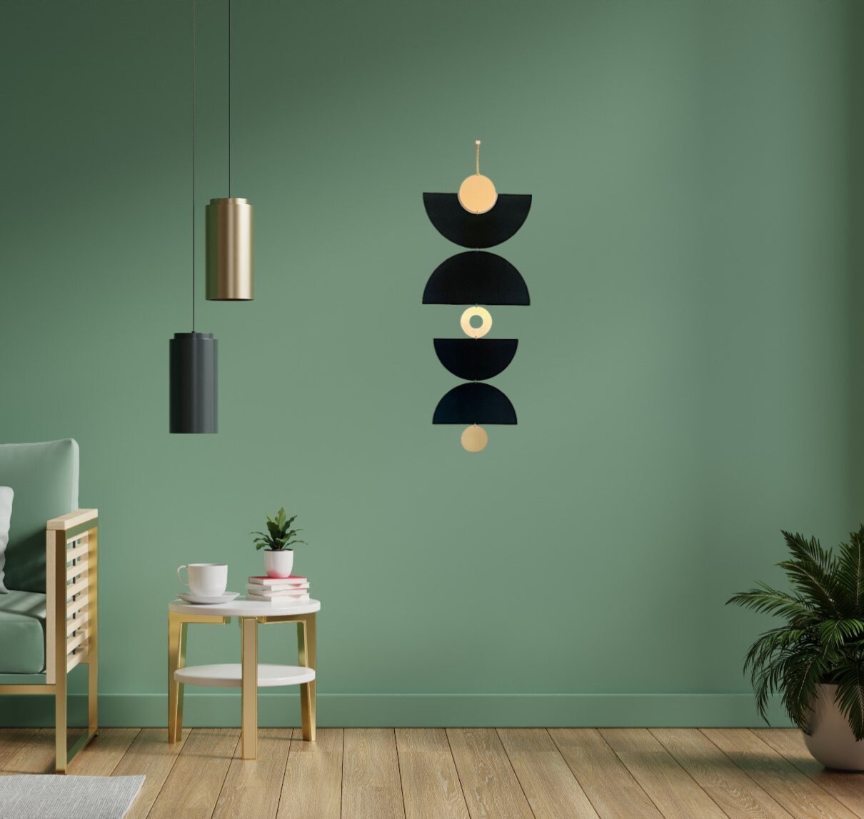 Modern Metal Wall Hanging, Black and Gold Wall Hanging Etsy