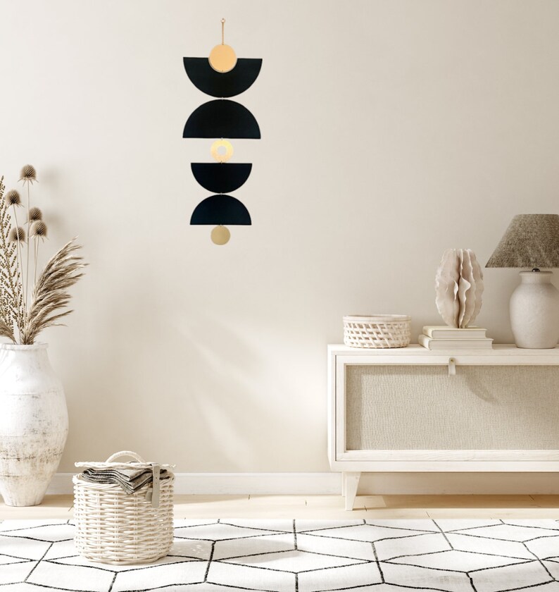 Modern Metal Wall Hanging, Black and Gold Wall Hanging Etsy