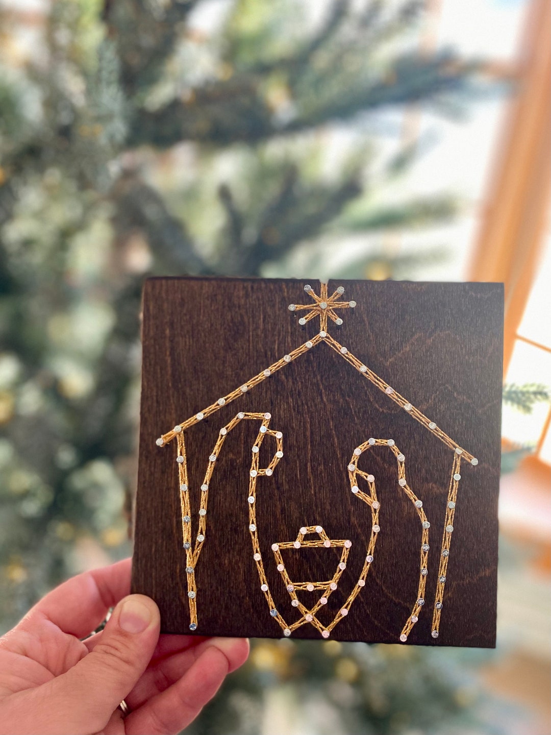 Nativity String Art Nativity Sign Christmas Nativity Etsy