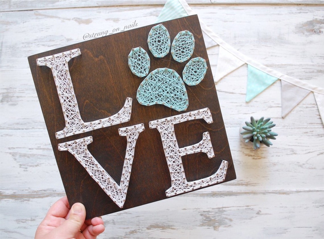 Love Paw Print string art pet animal lover dog mom Dog | Etsy