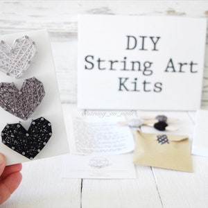 DIY HEART Trio String Art Kit, Do it yourself, heart sign, farmhouse sign, diy craft kit, heart wall art, tiered tray sign, home decor