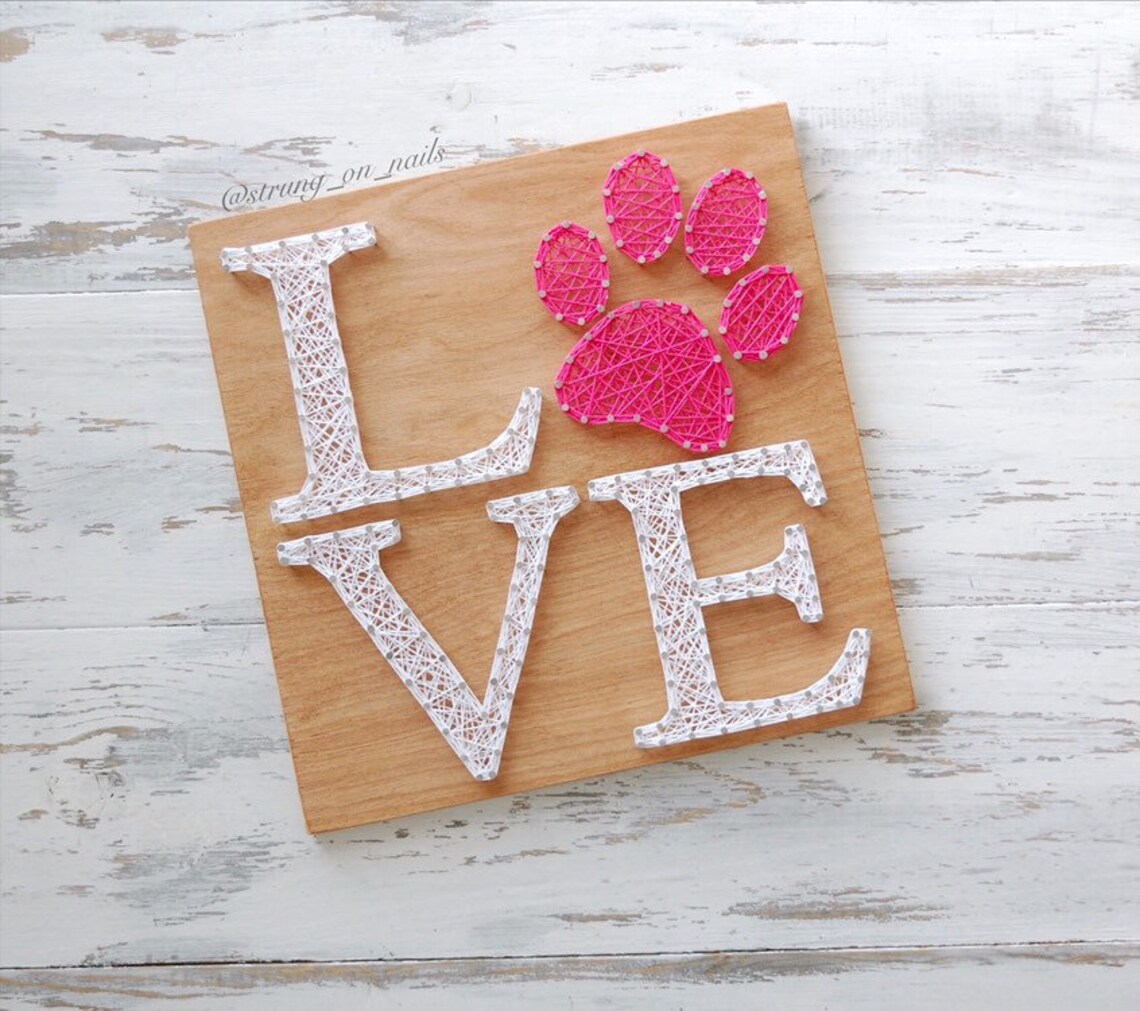 Love Paw Print string art pet animal lover dog mom Dog | Etsy