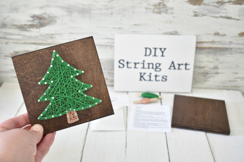 DIY Christmas Tree String Art Kit Do It Yourself Winter Etsy