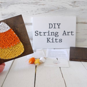 DIY Candy corn string Art Kit, Do it yourself, fall decor, autumn decor, diy craft kit, Halloween decor, tiered tray sign, home decor