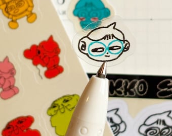 Emoji Icon Stickers! Weatherproof Clear and Glossy Planner Sticker Sheet | w0nkk0