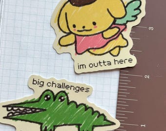 Kawaii Dog and Croc Vinyl Sticker: Glossy Die Cut Trinket
