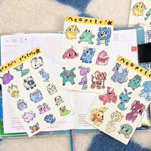 Neopets and Petpets Scribbles | Sticker Sheet | FREE SHIPPING! | Weatherproof Paper Planner Stickers | w0nkk0