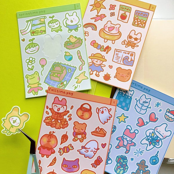 Seasonal Stickies!! Spring, Summer, Fall, Winter | Sticker Sheet | FREE SHIPPING! | Waterproof Matte Paper Planner Stickers | w0nkk0