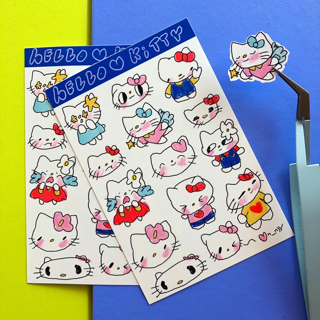 Kawaii Kitty Sticker Sheet: Waterproof Planner Stickers - Etsy