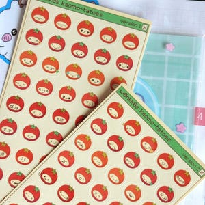 Kaomoji Tomato Emotion Stickers | Emoji Icon Stickers | FREE SHIPPING! | Weatherproof Glossy Planner Sticker Sheet | w0nkk0