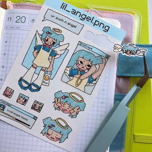 Angelo / Vecchio Internet / Foglio di adesivi / SPEDIZIONE GRATUITA! / Adesivi per planner in carta resistente alle intemperie / w0nkk0