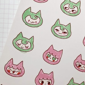 w0nkky cat emotes - Stickers | Kawaii Heisei Juminocore Fruitcore | Sticker Sheet | FREE SHIPPING! |  Deco Planner Stickers | w0nkk0